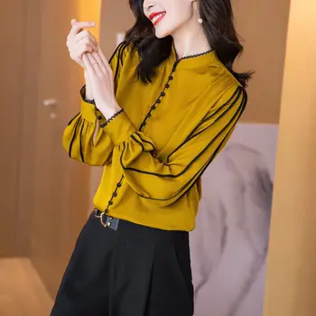 2023 реколта блуза в китайски стил, дамска елегантна блуза, дамски ежедневни блуза hanfu lady ol, шифоновая блуза, моля топ ципао