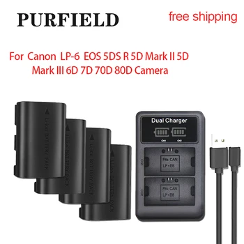 LP E6 LPE6 LP-E6 E6N Led Батерия С Двойно Зарядно устройство За Фотоапарат Canon EOS 5DS R 5D Mark II 5D Mark III 6D 7D 70D 80D