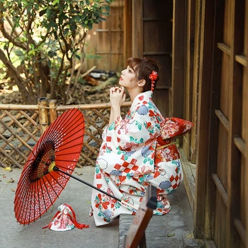 Рокля-кимоно в Японски Стил, Дамски Снимка на Сезона на цъфтежа сакуры, Подобрено Кимоно Юката