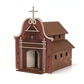 1:72 Европейското Църковна Сграда Природа Дървена Монтаж Модел Декорации DIY Подарък ръчна изработка