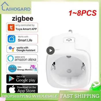 1 ~ 8ШТ 20a Eu Zigbee Plug Функцията за Синхронизиране на Гласово Управление на Zigbee Smart Plug Адаптер за Smart home Изход Таймер Smart Plug Plug Sasha