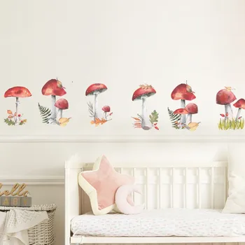 1 комплект стенни стикери Приказна гора, гъба, растение, стикер на стената, стикер за детска стая, художествена картина за декорация на дома, спални
