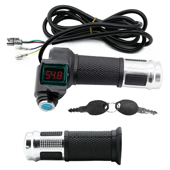 1 Чифт Педала на Газта за електрически Мотор с LCD Дисплей Напрежение на батерията, Универсален Лост за Газта, За електрически Велосипед