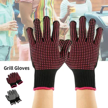 1 Чифт ръкавици за барбекю със защита от изгаряния, топлоустойчиви ръкавици за барбекю, Кухненски огнеупорни ръкавици, мини ръкавици за готвене