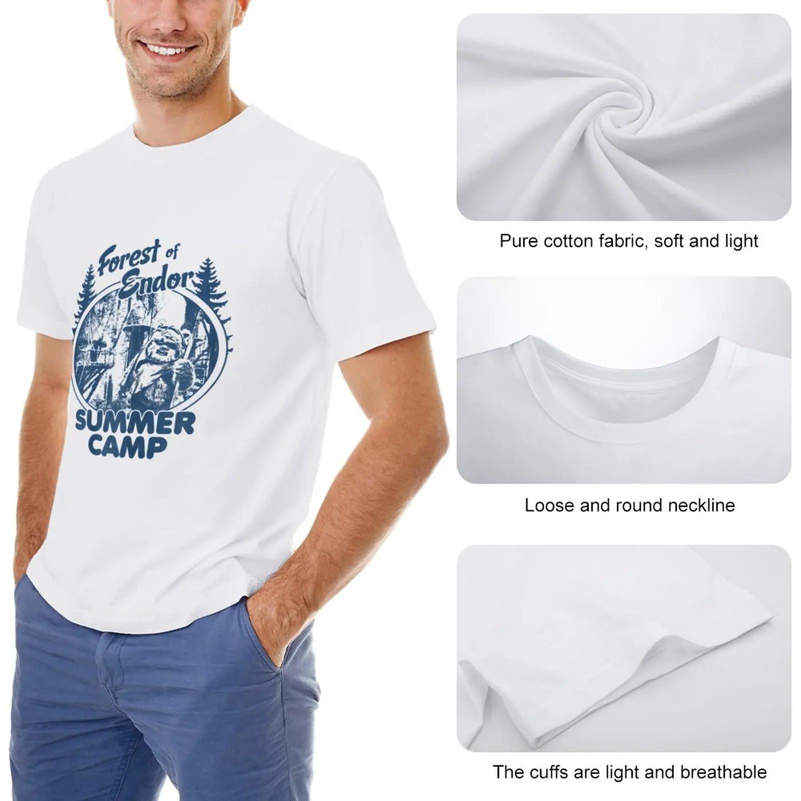 Тениска Wicket Ewoks Endor Forest Summer Camp, тениска блонди, тениски с графични щампи, мъжки ризи, стилни ежедневни . ' - ' . 1
