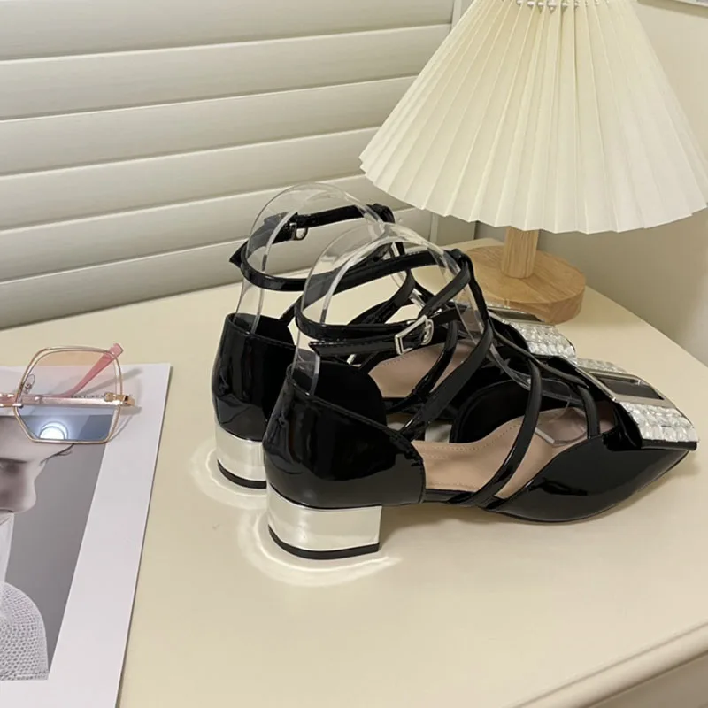 Обувките Мери Джейн в Ретро стил, Украсени с пайети, Sapatos Das Mulheres, Женски тънки обувки от лачена Кожа На дебелите Ток, Zapatos De Mujer . ' - ' . 5