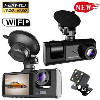 1080P video Recorder, Автомобилна камера, WIFI Автомобилен Видеорекордер, 3-канален рекордер, видео камера за кола, камера за задно виждане, е Черна кутия, автомобилни аксесоари