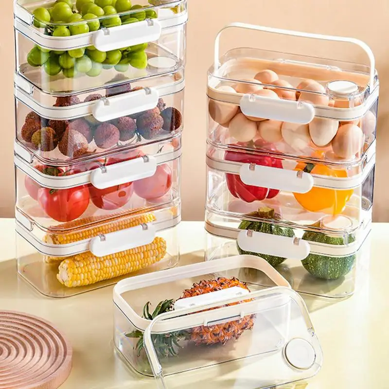 Контейнери за съхранение на плодове За хладилник, Прозрачни Контейнери за консервиране на продукти, Ясен и Практичен контейнер за съхранение в хладилник . ' - ' . 4