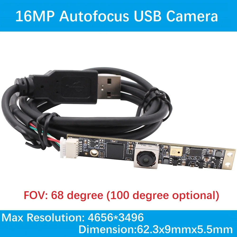 ELP мини камера с автофокус 62,3x9 мм с дълга ивица Без шофьор 16MP USB модул камера с микрофон . ' - ' . 0