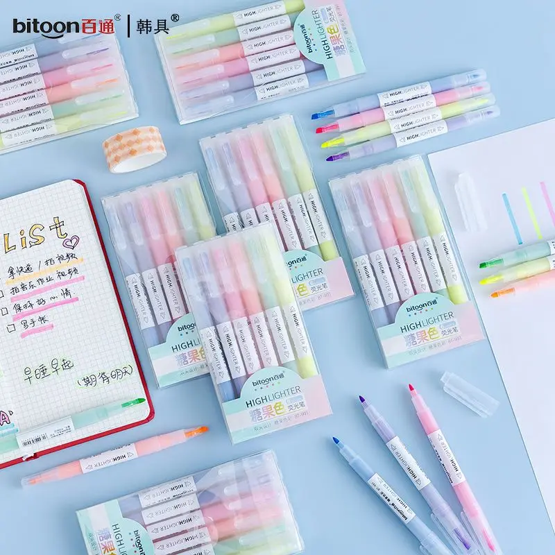 Набор от Флуоресцентни дръжки Yingguang Pen Han Ju, Цветни 6-Цветен Бицепс Писалка За водене на Бележки, последователност на номериране Дръжка За Студентски Бележки, Завод за Писане на Ключове . ' - ' . 3