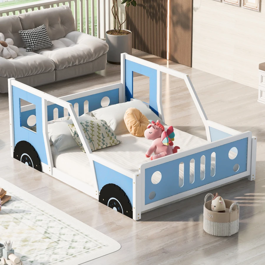 Забавната класическа легло-платформа във формата на кола в естествен размер с колела, благородна класическа легло-кола, удобна за детски легла в спалнята . ' - ' . 0