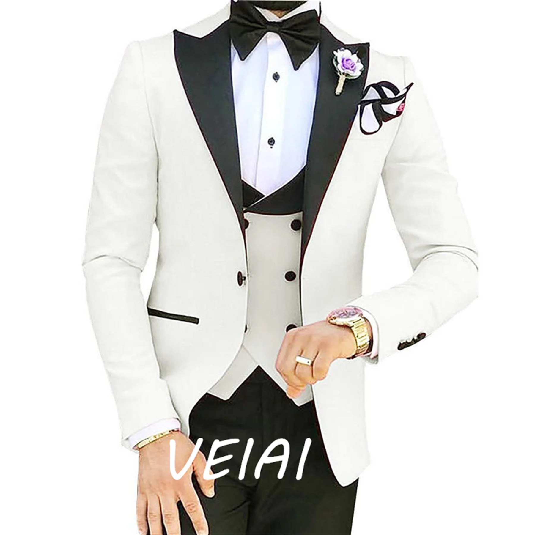 Нов Костюм 2023 Г., Мъжки костюм от три части, Корейската версия, Приталенная Модел, Бизнес Костюм за Младоженеца, Сватбена рокля на Булката, Мъжки костюм . ' - ' . 0
