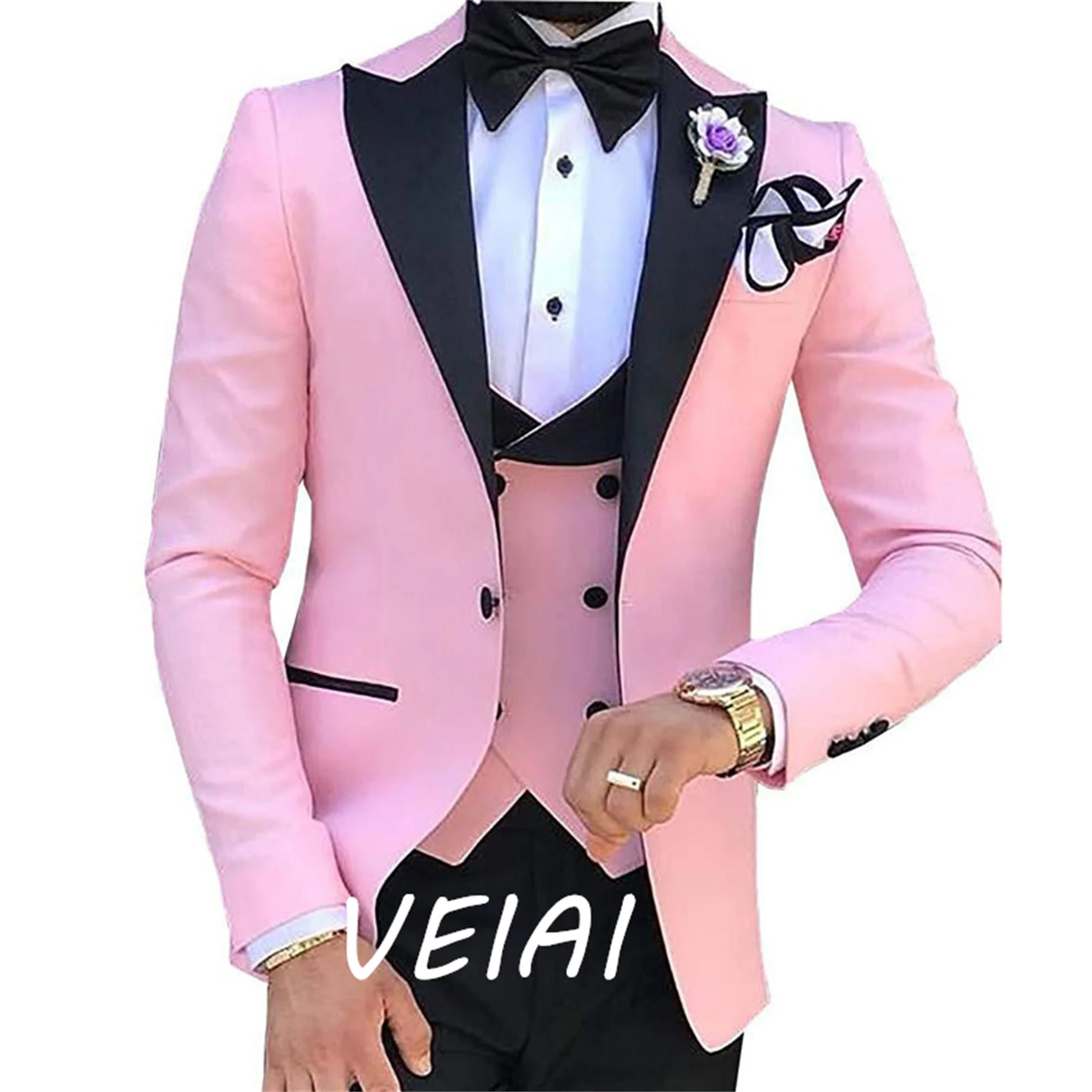 Нов Костюм 2023 Г., Мъжки костюм от три части, Корейската версия, Приталенная Модел, Бизнес Костюм за Младоженеца, Сватбена рокля на Булката, Мъжки костюм . ' - ' . 1