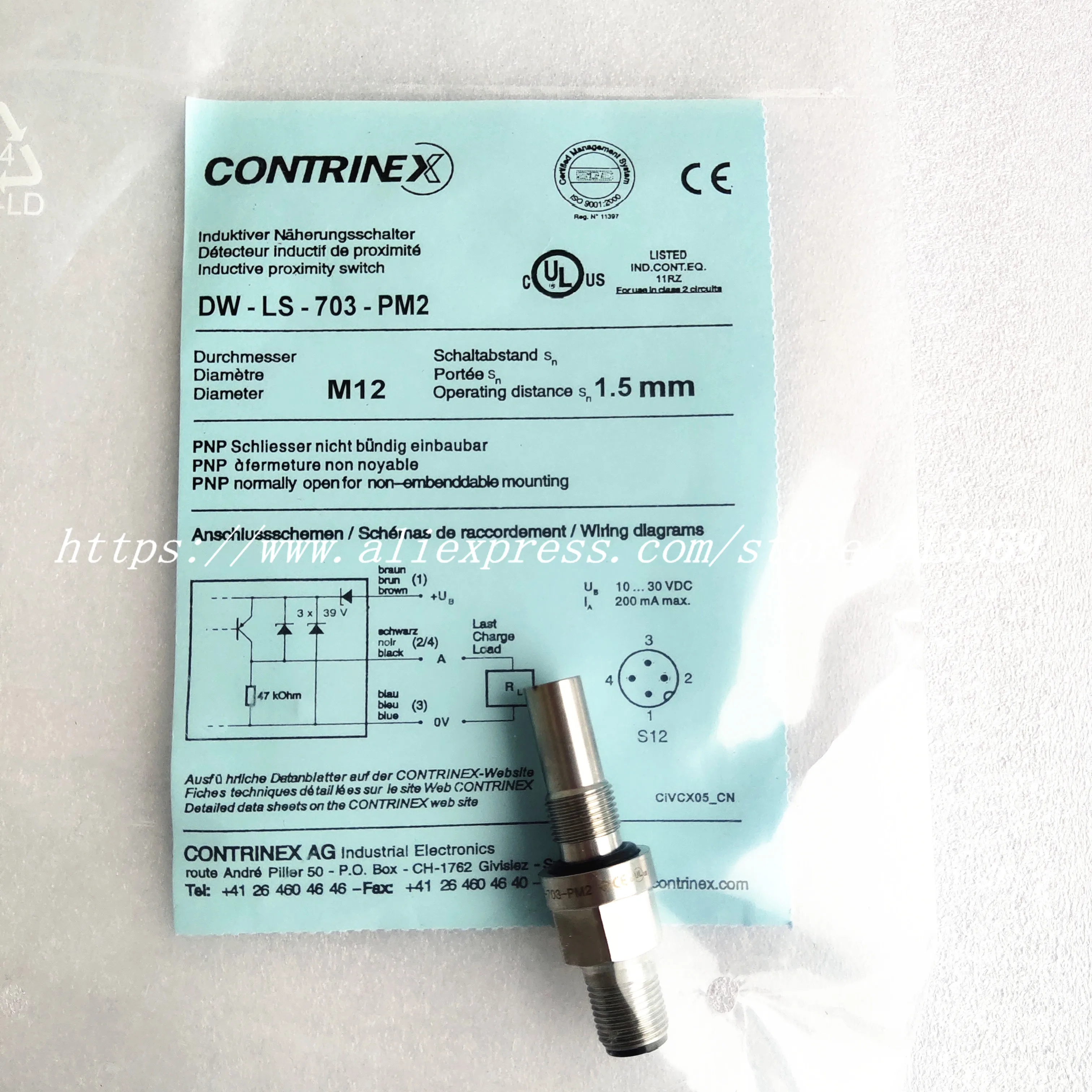 Нов сензор за близост Contrinex DW-LS-703-ФПЧ2 M12 с висока устойчивост на натиск . ' - ' . 2