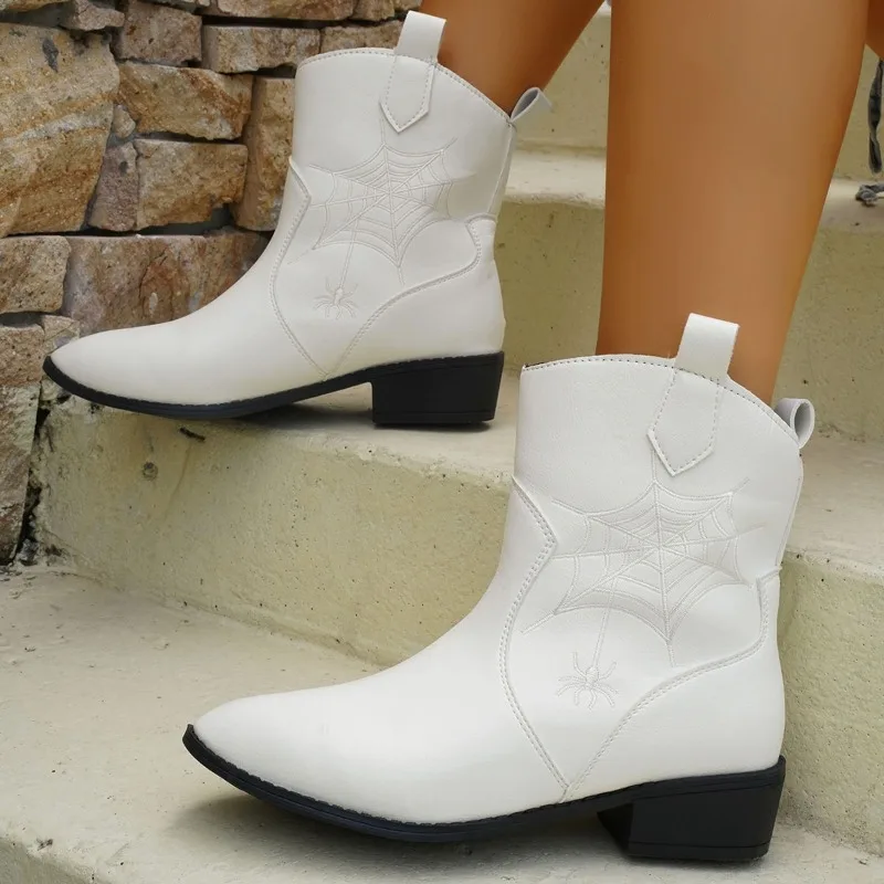 Новост зимата 2023, Класически обувки, Каубойски ботуши в западен стил с бродерия, Дамски Кожени обувки с остри пръсти, Zapatos De Mujer 43 . ' - ' . 3