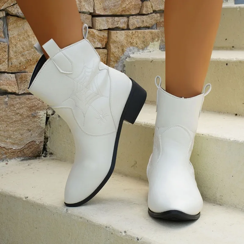 Новост зимата 2023, Класически обувки, Каубойски ботуши в западен стил с бродерия, Дамски Кожени обувки с остри пръсти, Zapatos De Mujer 43 . ' - ' . 5