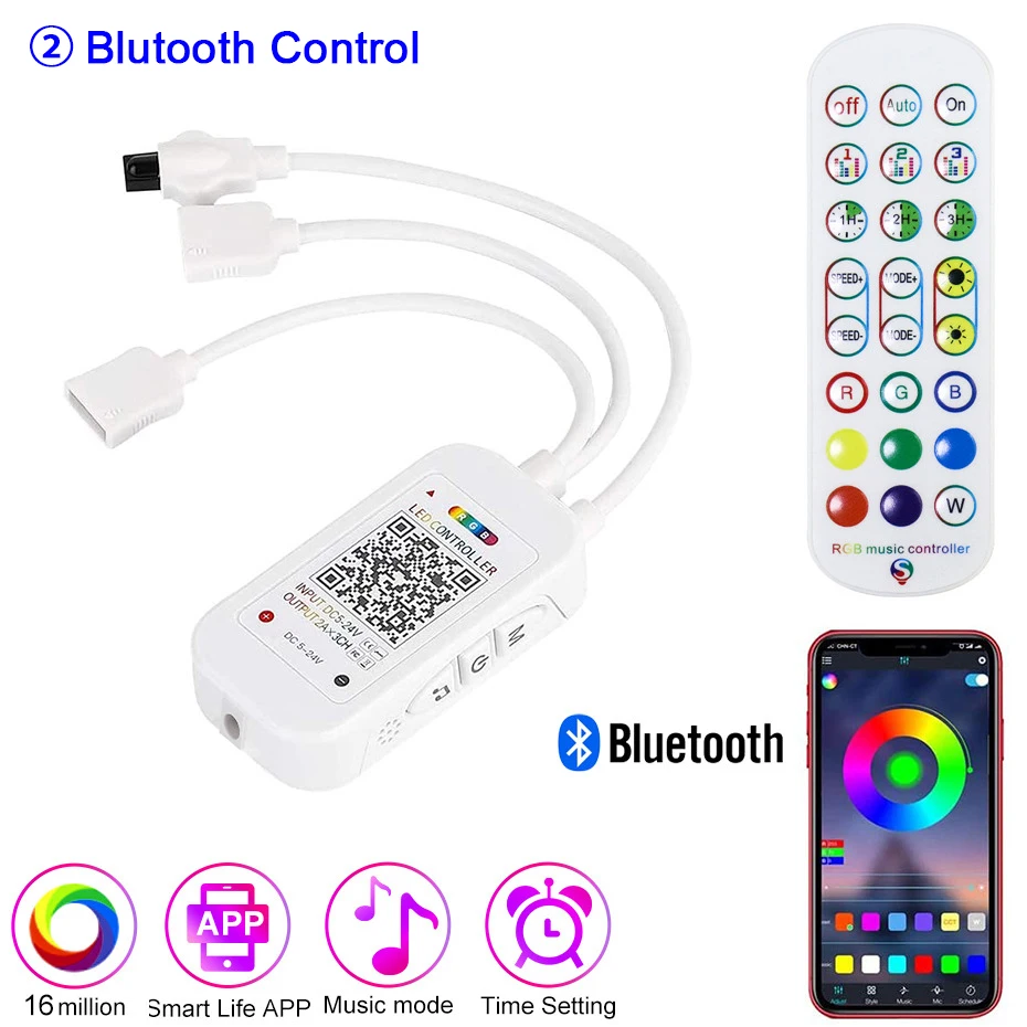 RGB Контролер Smart Sasha WiFi Bluetooth Инфрачервен контролер с дистанционно управление за led лента 12 В 24 В RGB с неонови осветена светлина . ' - ' . 2