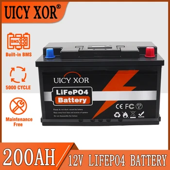 12V 200Ah 100Ah LiFePO4 Батерия Вграден BMS Литиево-желязо-фосфатный Батерия За Къмпинг RV Golf Cart Слънчевия Свод + Зарядно устройство