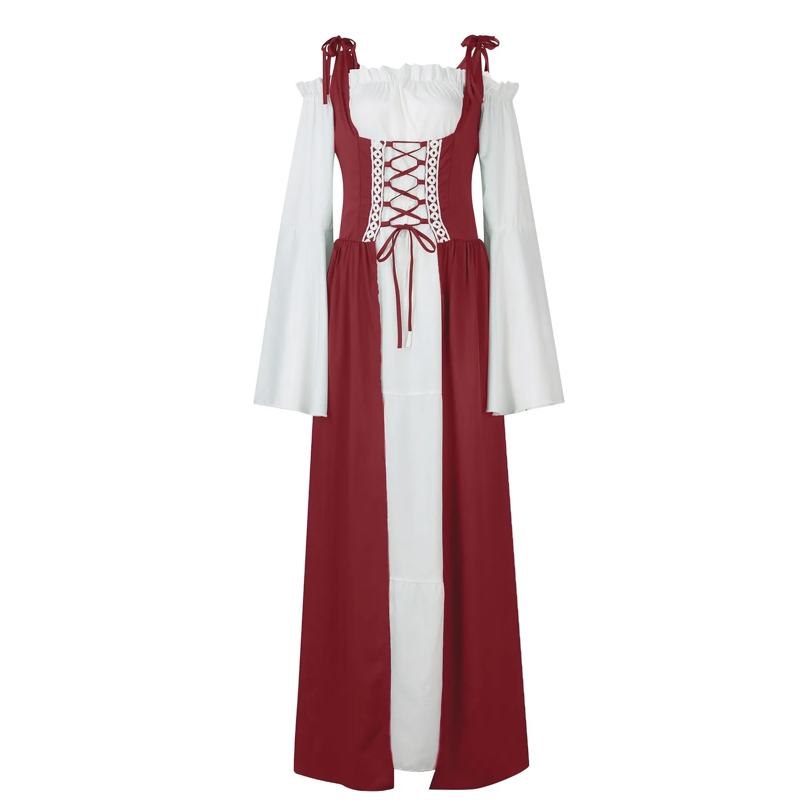 Средновековна рокля големи размери, женски ренессансное готическа дълго Макси в ретро стил, бална рокля във викториански стил дантела комплект от две части . ' - ' . 1