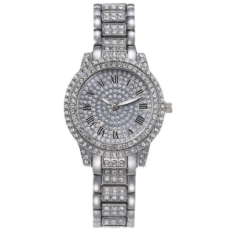 Луксозни дамски часовник с пълна диамантен пръстен, Елегантни маркови кварцов часовник с метална гривната, Дамски Моден часовник с кристали, цирконий . ' - ' . 3