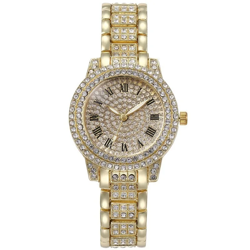 Луксозни дамски часовник с пълна диамантен пръстен, Елегантни маркови кварцов часовник с метална гривната, Дамски Моден часовник с кристали, цирконий . ' - ' . 4