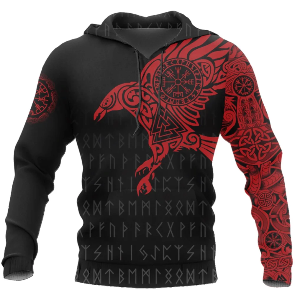 Viking The Raven of Tattoo Мъжки блузи с 3D Принтом в Ретро стил Harajuku, Модни hoody с качулка Есен Hoody, Ежедневни градинска hoody . ' - ' . 2