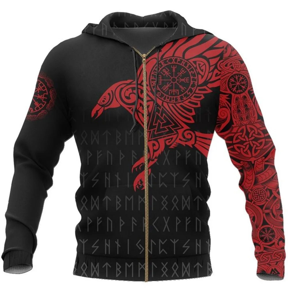 Viking The Raven of Tattoo Мъжки блузи с 3D Принтом в Ретро стил Harajuku, Модни hoody с качулка Есен Hoody, Ежедневни градинска hoody . ' - ' . 3