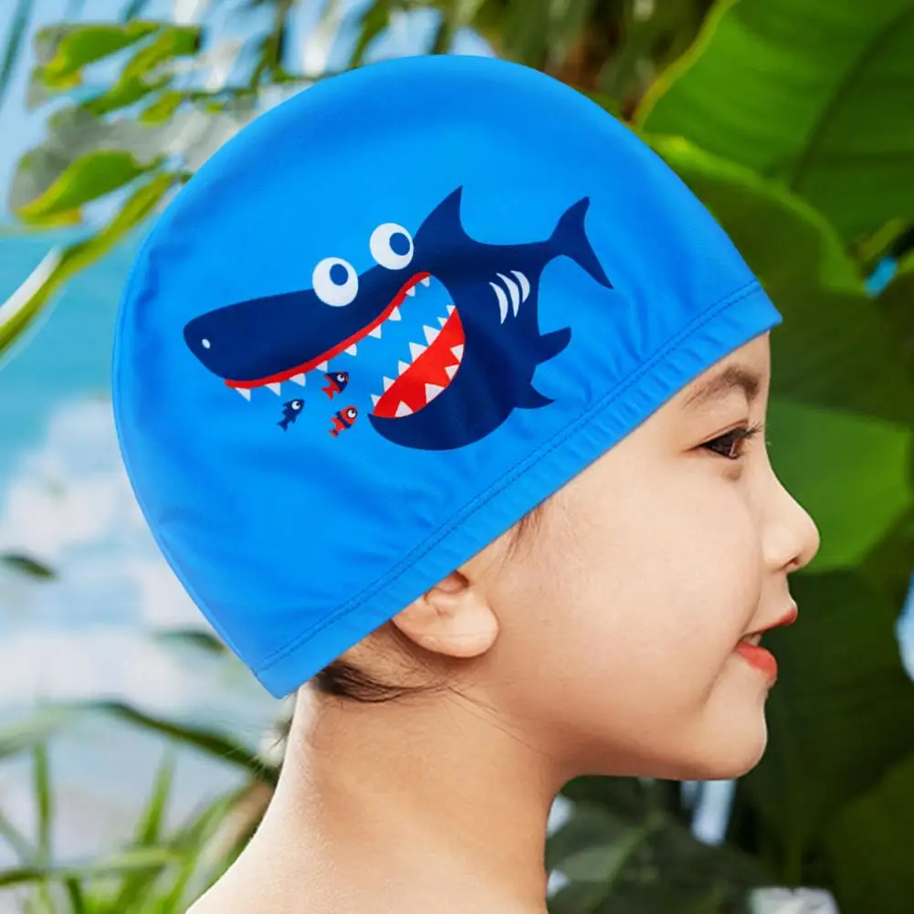 Мека шапка за плуване, детска шапка за плуване, Дишаща шапка за басейна с анимационни принтом, за деца, Висока еластичност, бързо съхнещи уши . ' - ' . 2