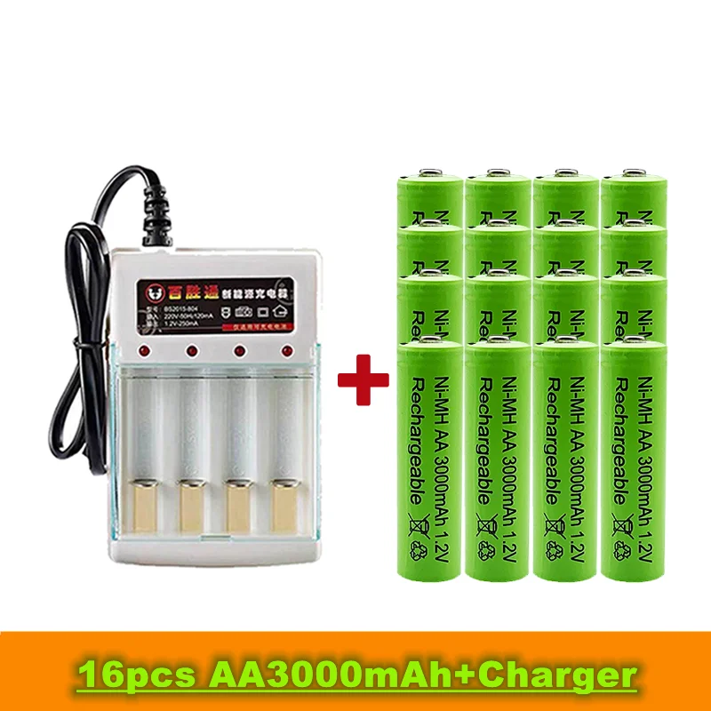 Продавам нова акумулаторна батерия тип АА, 1,2 3000 mah, изработени от никел-металлогидрида, подходящ за детски играчки, будилници, MP3 + зарядно устройство . ' - ' . 2