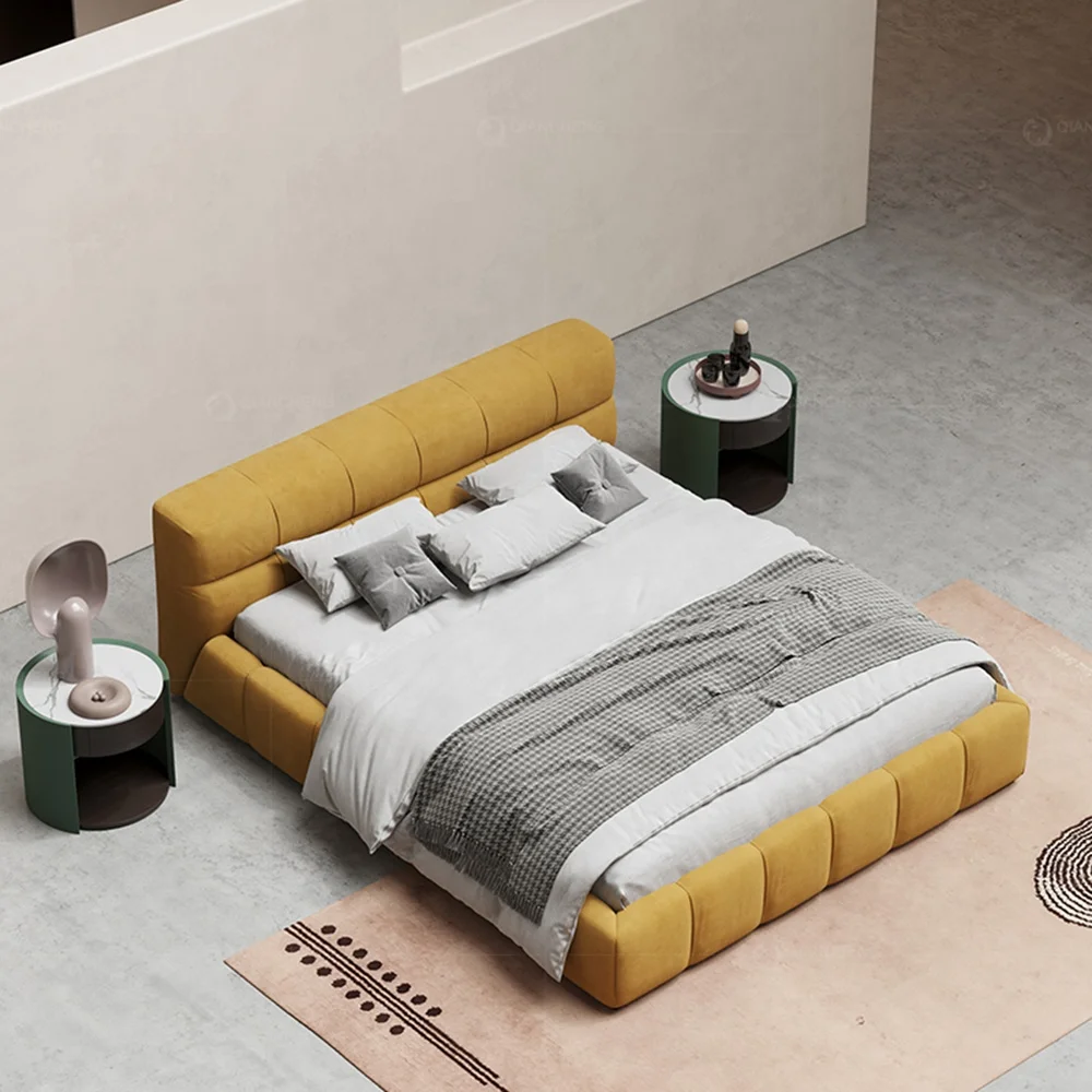 луксозен спален комплект от естествена кожа с таблата, спалня с бяло кожено легло с високо таблата . ' - ' . 5