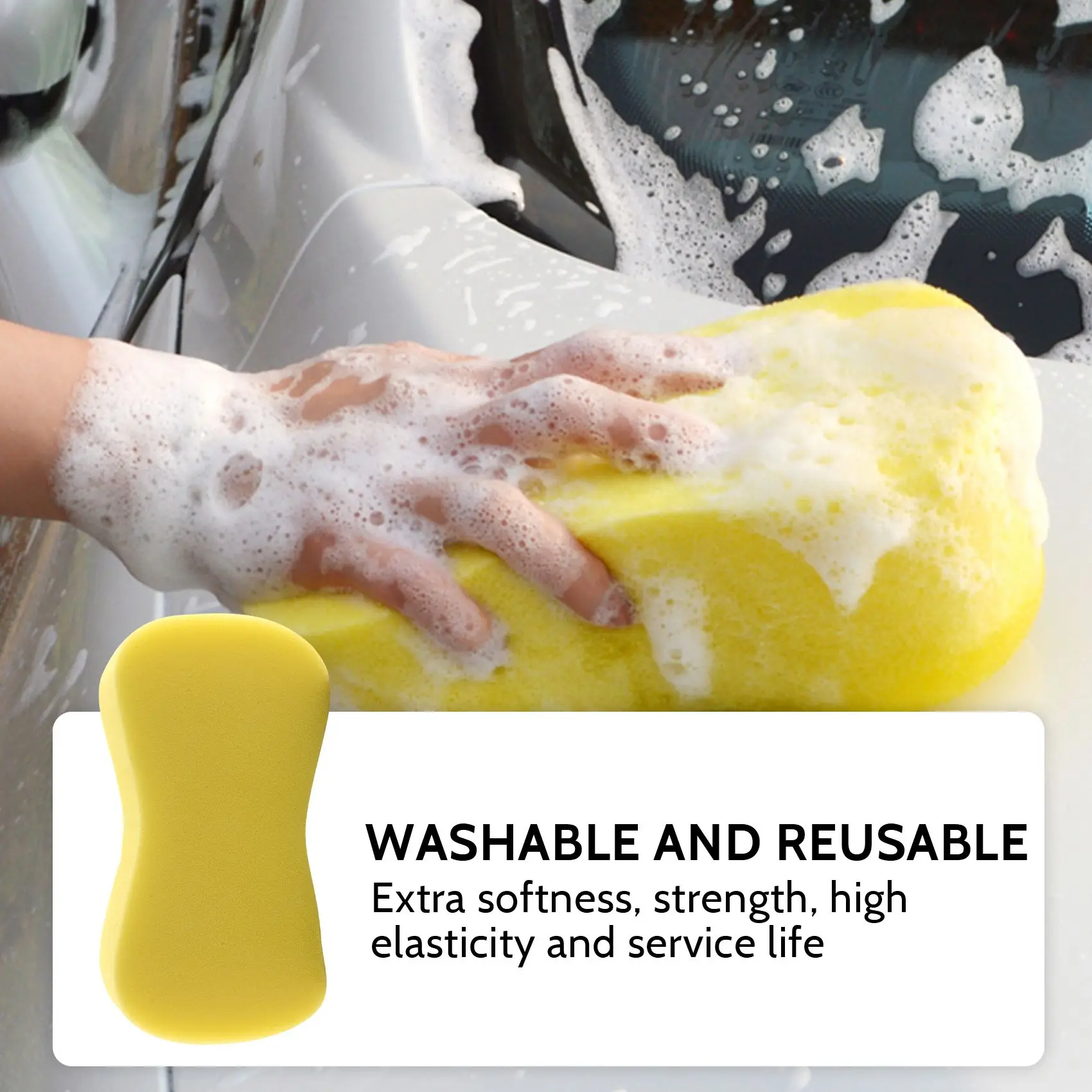 Гъба за миене на колата е Много голяма, моющая Целлюлозная суперабсорбирующая многофункционална гъба за почистване - жълто, 2 опаковки . ' - ' . 2