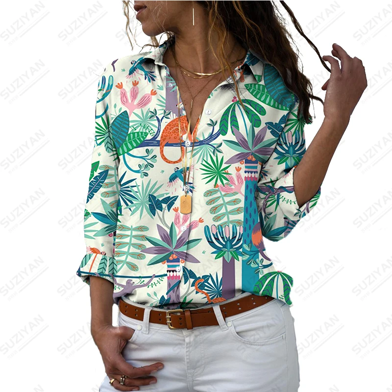 Дамски Модни риза с дълъг ръкав За Пътуване, Риза с дълъг ръкав за почивка, Риза с 3D принтиране, Ежедневни риза, Риза с високо качество . ' - ' . 0