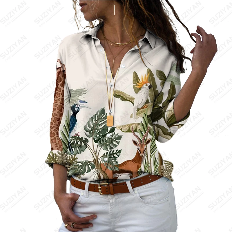 Дамски Модни риза с дълъг ръкав За Пътуване, Риза с дълъг ръкав за почивка, Риза с 3D принтиране, Ежедневни риза, Риза с високо качество . ' - ' . 1