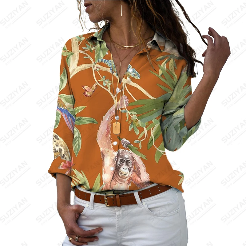 Дамски Модни риза с дълъг ръкав За Пътуване, Риза с дълъг ръкав за почивка, Риза с 3D принтиране, Ежедневни риза, Риза с високо качество . ' - ' . 5