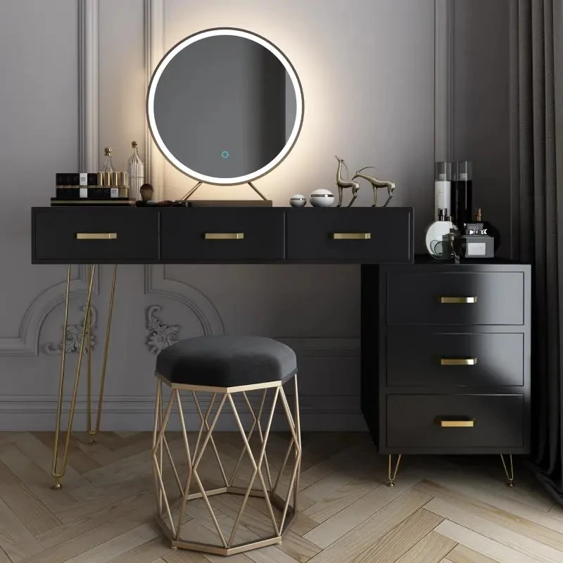 Тоалетка с огледало в цветенце за Спалня в Минималистичен Скрин за спалня с чекмеджета, Скандинавски Тоалетка, Луксозен Скрин, Луксозни мебели . ' - ' . 0