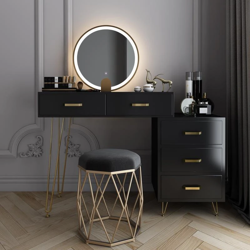 Тоалетка с огледало в цветенце за Спалня в Минималистичен Скрин за спалня с чекмеджета, Скандинавски Тоалетка, Луксозен Скрин, Луксозни мебели . ' - ' . 1