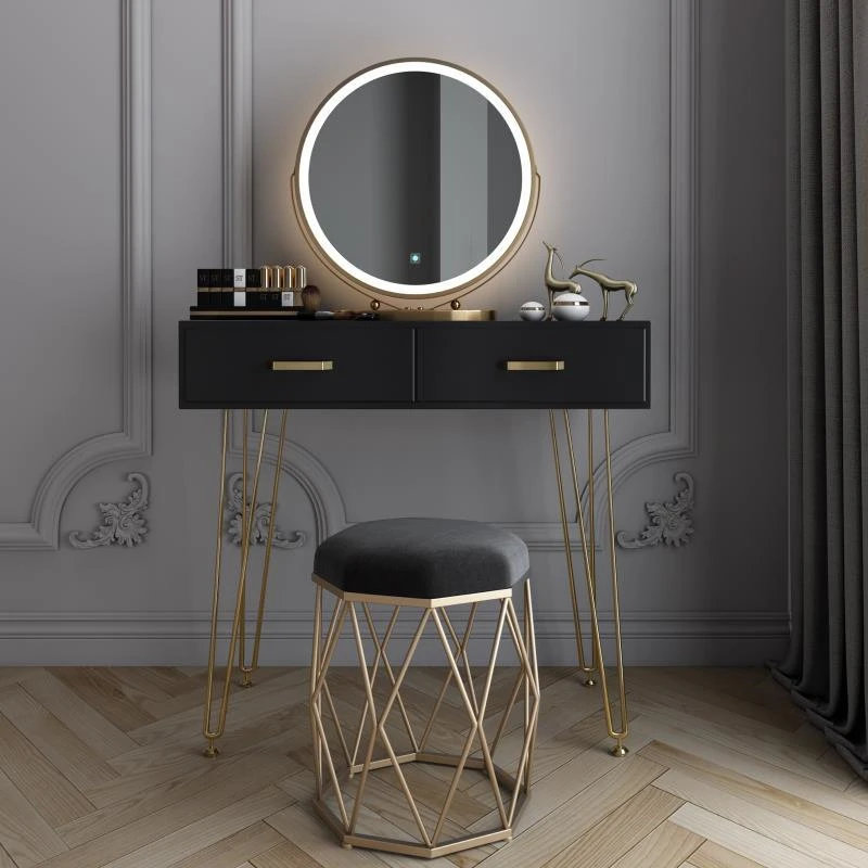 Тоалетка с огледало в цветенце за Спалня в Минималистичен Скрин за спалня с чекмеджета, Скандинавски Тоалетка, Луксозен Скрин, Луксозни мебели . ' - ' . 4