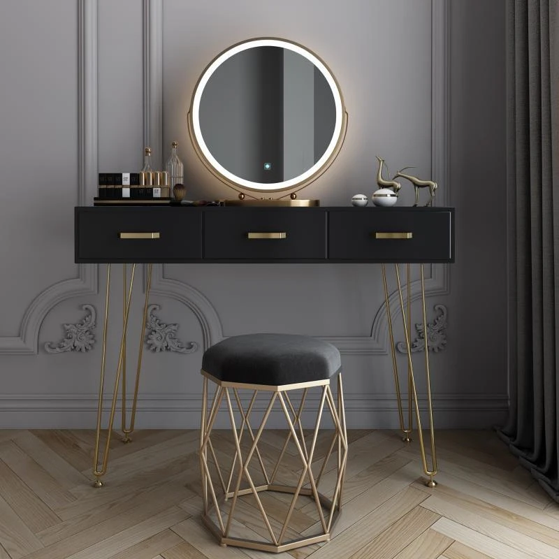 Тоалетка с огледало в цветенце за Спалня в Минималистичен Скрин за спалня с чекмеджета, Скандинавски Тоалетка, Луксозен Скрин, Луксозни мебели . ' - ' . 5