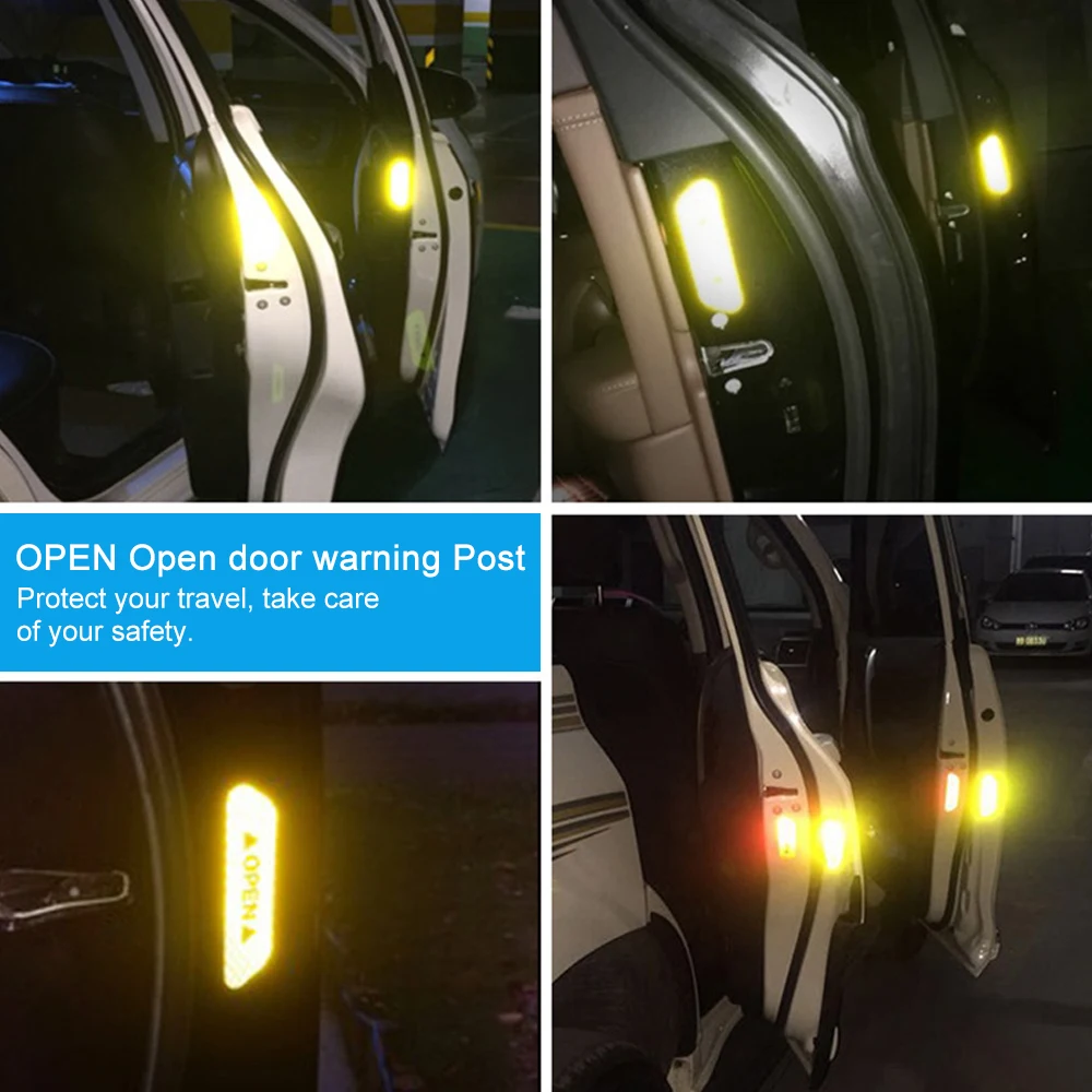 Светлоотразителни стикери на вратата на колата, предупредителни за безопасно отваряне светлоотразителни ленти автомобилни аксесоари вътрешни и външни светлоотразителни стикери . ' - ' . 4