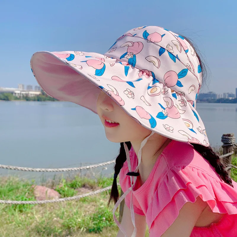2023 Нова Детска Шапка в Корейски Стил, Скъпа Детски Памучен Солнцезащитная Шапка с плодове, Лятна Въздушна Шапка . ' - ' . 0