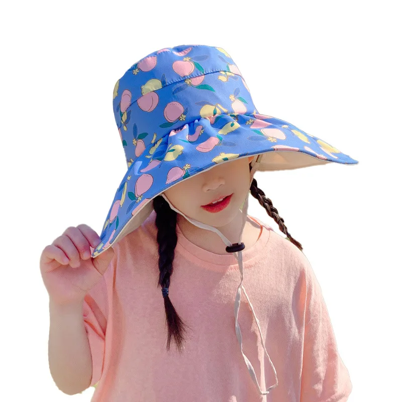 2023 Нова Детска Шапка в Корейски Стил, Скъпа Детски Памучен Солнцезащитная Шапка с плодове, Лятна Въздушна Шапка . ' - ' . 4