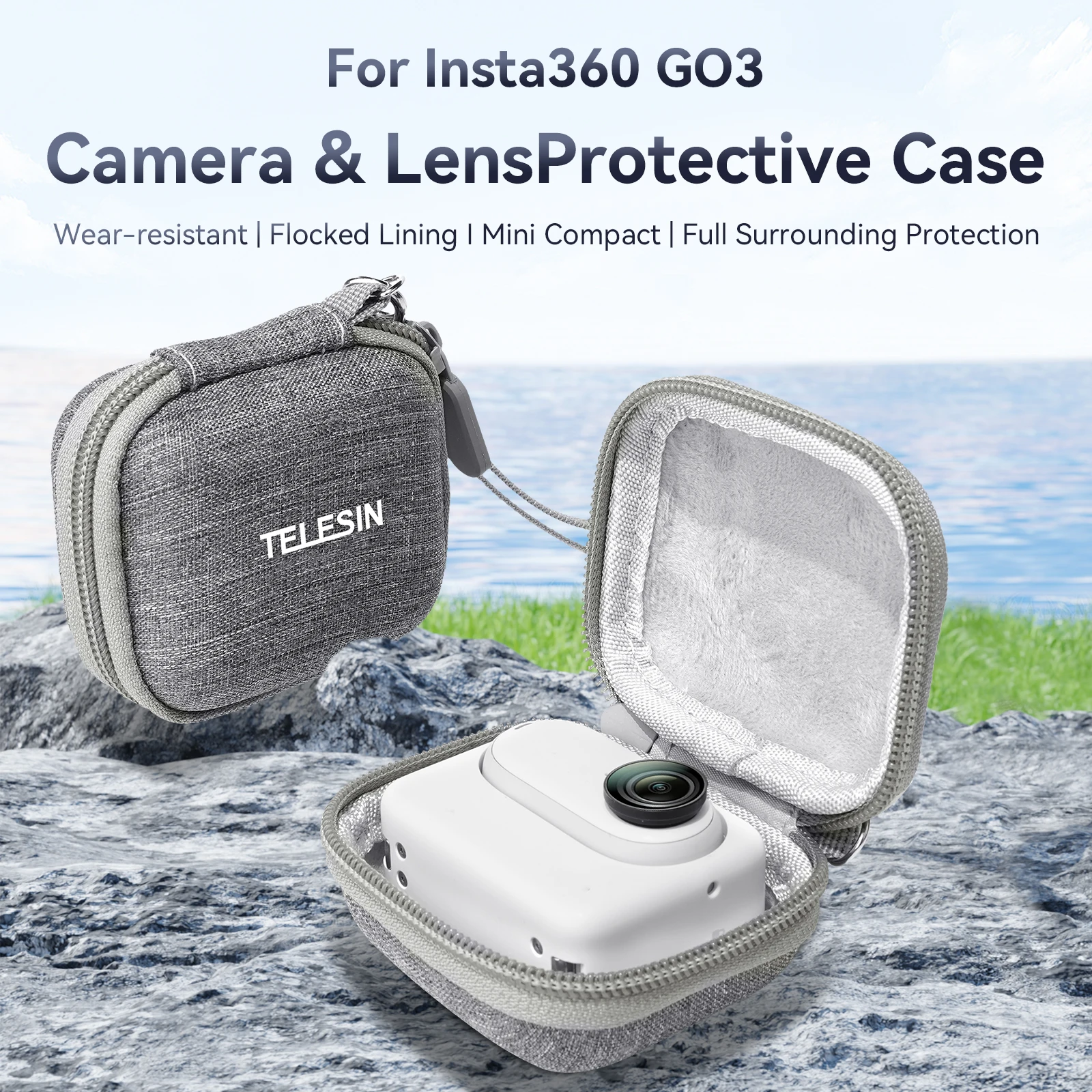 Защитна чанта TELESIN Калъф за носене, Водоустойчива чанта за съхранение на Аксесоари Gopro 11 10 9 DJI OSMO Action Insta360 Go 3 . ' - ' . 0