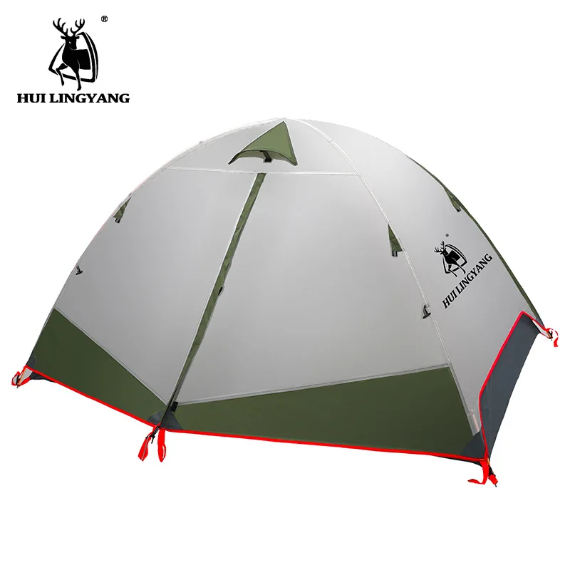 HLY 2Persons Двупластова алуминиева палатка със защита от вятър и дъжд, Професионален Открит Къмпинг, Преносим Туризъм в Планината . ' - ' . 2