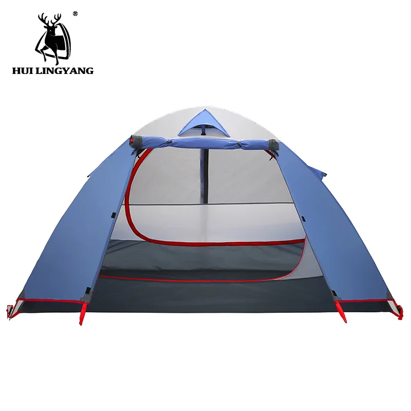 HLY 2Persons Двупластова алуминиева палатка със защита от вятър и дъжд, Професионален Открит Къмпинг, Преносим Туризъм в Планината . ' - ' . 4