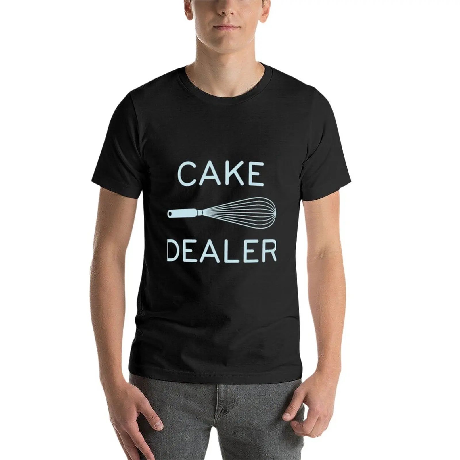Нова класическа тениска Cake Dealer, тениски по поръчка, корейската модерна черна тениска, мъжка тениска с къс ръкав . ' - ' . 2