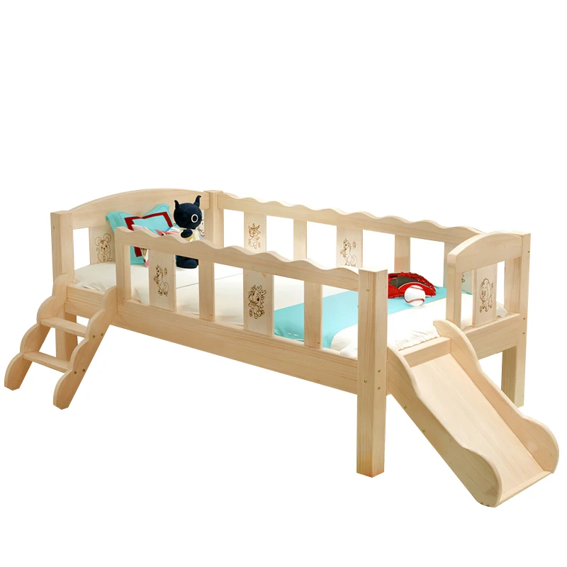 Мебели за спалня бебешко легло от масивно дърво с парапет, за момчета и момичета, свързваща легла, борова бебешко легло, бебешко кошче (безплатно), разтегателна стълба, bu . ' - ' . 3