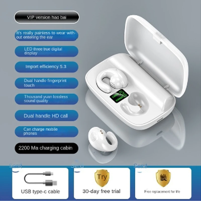 Ушите с Костна Проводимост Bluetooth-Слушалки Спортни Слушалки Tws за Realme X3 Oppo A97 Motorola One Fusion Moto G9 Pl . ' - ' . 5