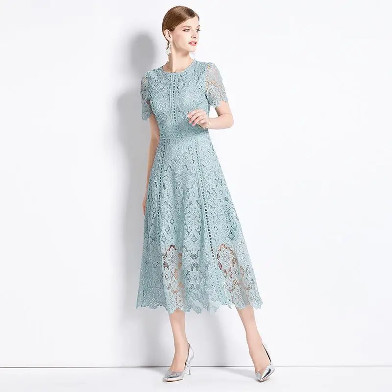 Френското винтажное ежедневното бельо рокля с кръгло деколте, ръкав-пеперуда, цип, цветен принтом, Елегантна дълга рокля с бродерия SR927 . ' - ' . 2