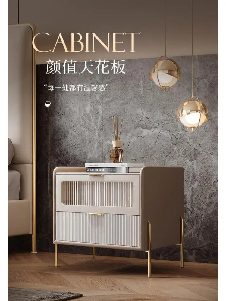 Лека луксозно нощно шкафче, висок клас, модерен минималистичен малък италиански шиферный шкафче 2022, нова нощно шкафче от масивно дърво . ' - ' . 2