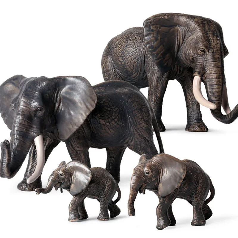 Малък размер, африкански слон, фигурка на животно, колекционерски играчки, фигурки на диви животни, Бебешки пластмасови циментови играчки . ' - ' . 0